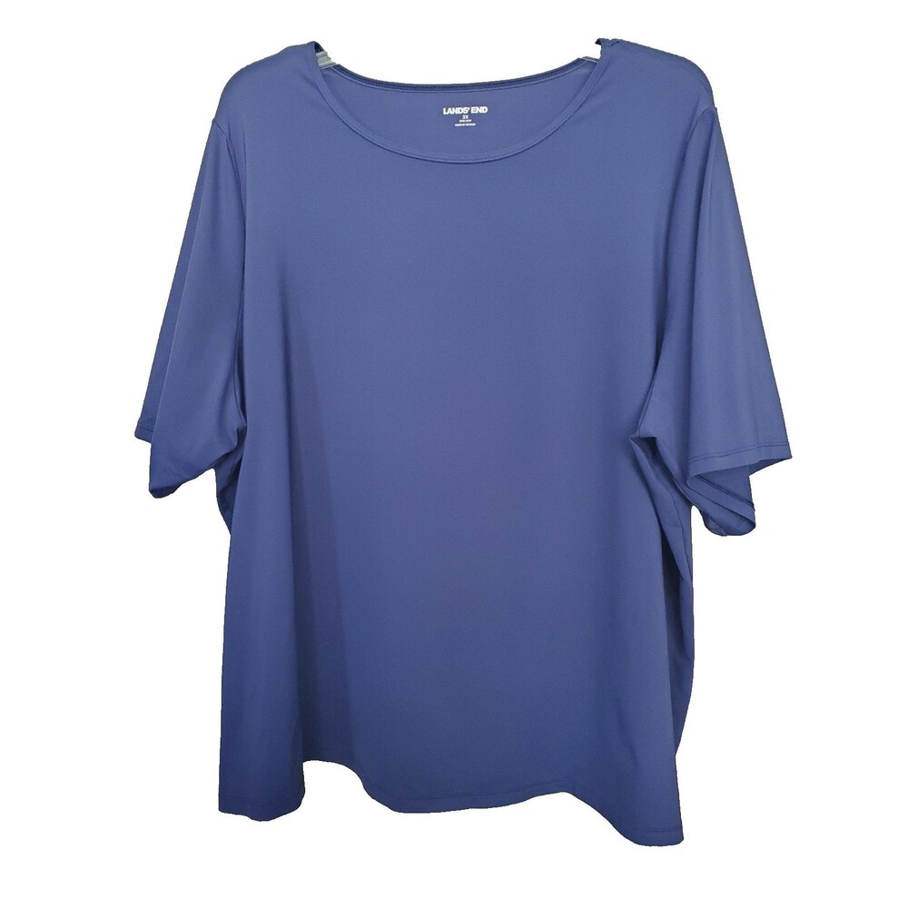 Lands' End Women's Blue Short Sleeve Rash Guard Swim Tee Size 3X (24W-26W)